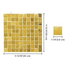 12 Pcs Gold Shimmer Wall Backdrop Panels Square Sequin Party Decoration 3×4 Ft