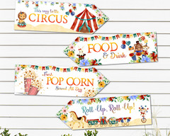 4 Carnival Circus Party Decoration Arrows Signs