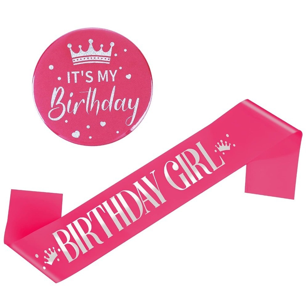 Birthday Girl Decorations – Set Includes Girl Sash & Its My Birthday Badge for