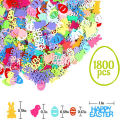 1800Pcs Easter Confetti,Egg Bunny Chick Table Confettis Glitter Foil Scatter for