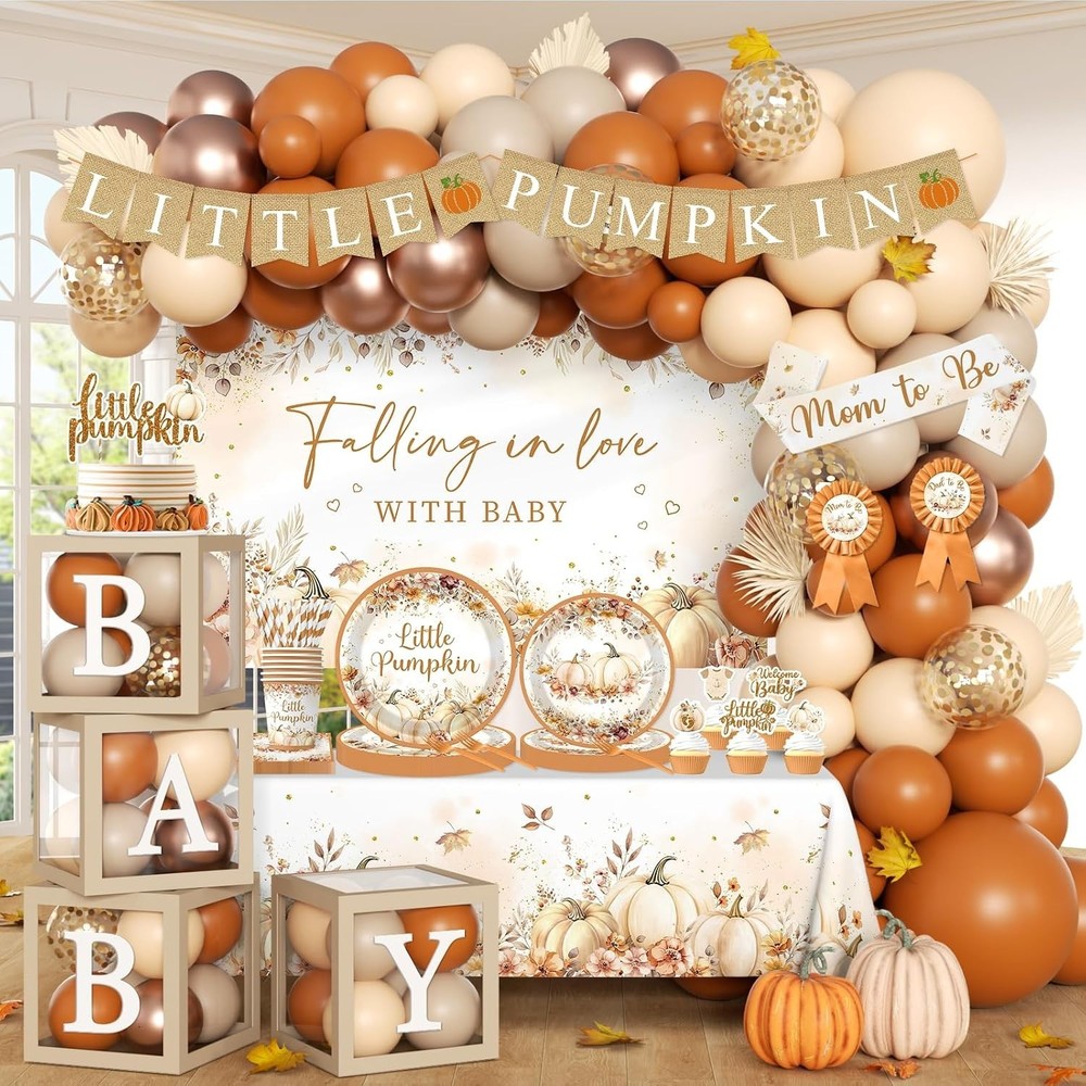 Fall Baby Shower Decorations Set Little Pumpkin/ Falling in Love with Baby NEW