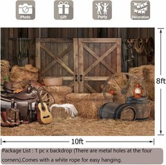 Western Backdrop 10x8ft Cowboy Party Decorations Wild West Country Farm Barn
