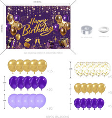 Purple and Gold Birthday Decorations for Women,Party Supplies with Happy Birthda