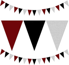 Navy Blue White Gold Party-Decorations – 2Pack Paper Pennant Triangle Flags Bann