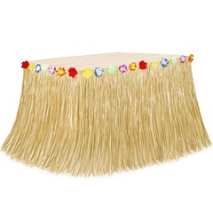 Luau Party Decorations, Natural Hawaiian Grass Table Skirt, Flower 108 X 29.5″ G