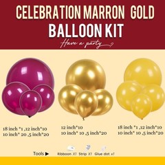 Maroon and Gold Balloon Garland Arch Kit 132Pcs with burgundy gold Lemon Yell…