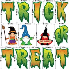 Halloween Yard Sign,(14 Pcs) Large 17″ Inch Tall Trick or Treat Gnomes Lawn