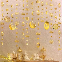 Gold Ramadan Decoration Eid Mubarak Star Moon Circle Dot Garland