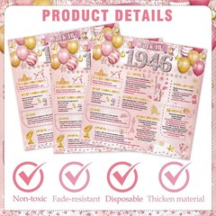 80th Birthday Party Decorations – 50 Pcs Pink Rose Gold Happy 80 Years Old Back