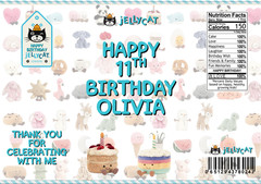 CAT PERSONALIZED KIDS PARTY DECOR BIRTHDAY CUSTOM NAME DECORATION CHILDREN JELLY
