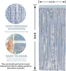 2 Pack 3.3 X 9.9 Ft Laser Silver Foil Fringe Curtains Party Decorations,Tinsel C