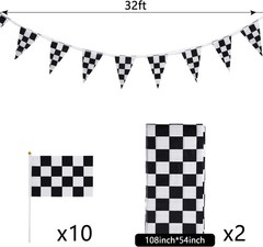 13 Pcs Checkered Party Decorations 10 Packs Checkered Black and White Racing …