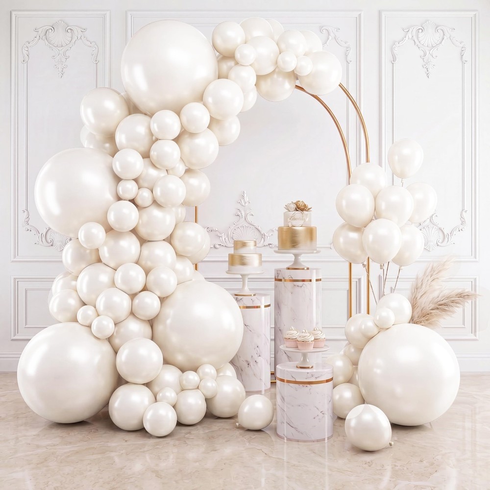 154pcs Pearl White Balloons Different Sizes 18 12 10 5 Inch Latex Balloon Gar…