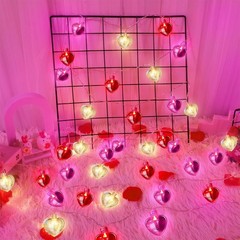 2 Pack Valentines Day Decorations Total 16.4FT 40 LED Red Pink White Heart Strin