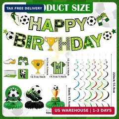 Hanaive 16 Pcs Soccer Birthday Party Decorations Include Soccer Happy Birthday B