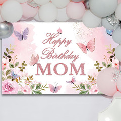 Happy Birthday Mom Backdrop Mother’S Day Birthday Party Decorations Banner