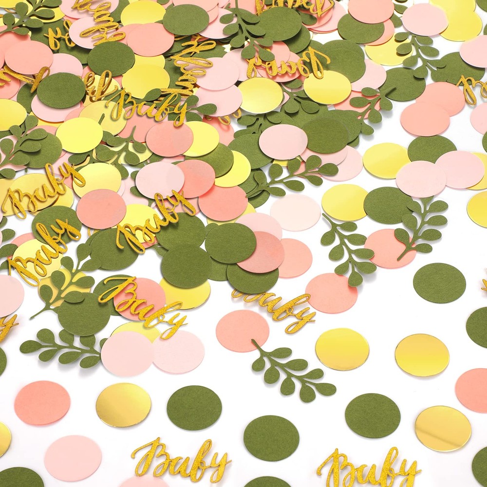 Baby Shower Confetti Decorations Table Dots Bright Greenery Style 400 PCS