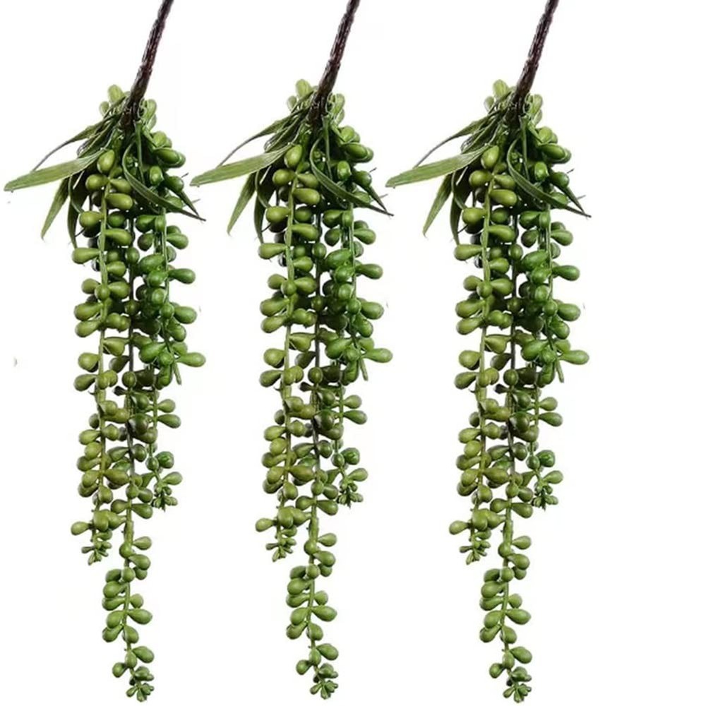 FLIPPED 3 Pack Artificial Plant Succulent Plants Hanging Green&13.7 in, Green