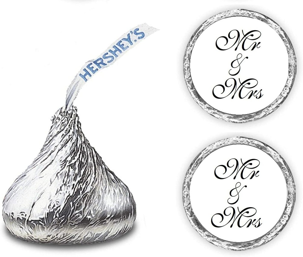216 Mr & Mrs Hershey Kiss Wedding Stickers, Chocolate Drops Labels Stickers For
