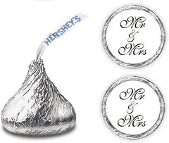 216 Mr & Mrs Hershey Kiss Wedding Stickers, Chocolate Drops Labels Stickers For