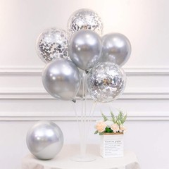 4 Silver Balloon Stand Centerpiece Table Decorations for 25th Wedding Anniver…