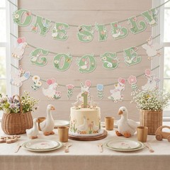 One Silly Goose Banner 1st First Birthday Decorations Silly Goose Birthday Ga…