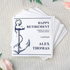 Custom Retirement Napkins Personalized Anchor Captain Party SATTNA0703