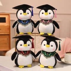 Graduation Penguin Plush Toy Stuffed Animal with Cap and Sash for Grad Gift
