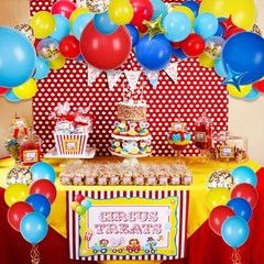 Carnival Balloon Arch Kit with 123pcs Red Blue Yellow Rainbow Latex Confetti …