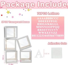 Baby Boxes with Letters 5 Transparent Baby Shower Balloon Boxes with 78 Letters