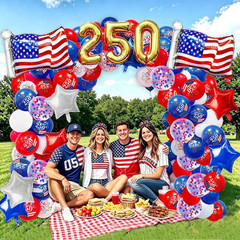 104 PCS Red White and Blue Balloon Garland Arch Kit, 4Th of July Balloon Arch Ki