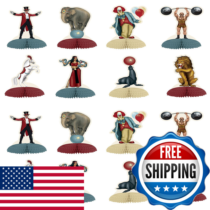 Beistle Vintage Circus Mini Centerpieces 16 Piece 5 Multicolored 16 Count Pack