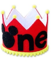1st Birthday Cartoon Mouse Decorations – Banners, Balloons, Door Hanger, Crown..