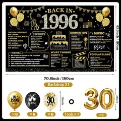 30th Birthday Decorations for Men Black Gold, Party S, 30/1996