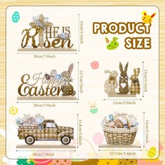 5 Pieces Easter Table Decorations Wooden Bunny Signs Wood Easter Centerpieces…