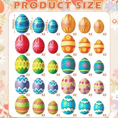 60 PCS Large Assorted Easter Egg Paper Cutouts Party Decoration 5/7/9 Inches