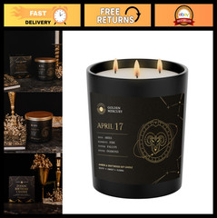 Personalized Aries Zodiac Candle – April 17th Soy Wax, Unique Astrology Gift for