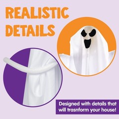 3 PCS Halloween Hanging Ghosts 27.5″ – Cute Flying Decorations for Yard, Patio,