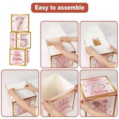 75th Birthday Decorations Boxes for Women – 3PCS Pink Rose Gold Happy 75th Bi…