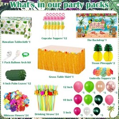 161 Pcs Hawaiian Luau Party Decorations, Tropical Summer Beach Party Supplies In