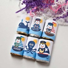 54 Nautical Penguin Candy Wrappers Labels for Baby Shower Birthday Mini Bar