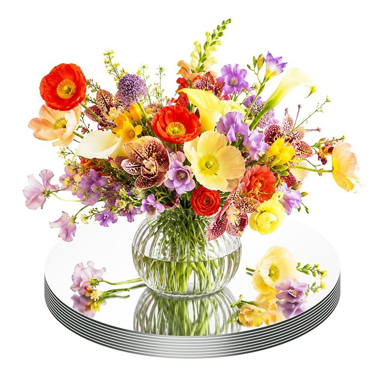 2mm Thickness 7 PCS 10″ Round Mirrors Table Centerpieces Acrylic Circle Mirror