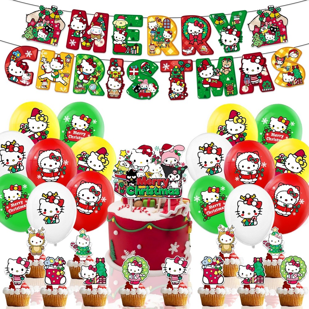 Hello Kitty Party Decora Supplies, Balloon Banner Cake Toppers