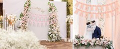 Champagne Bow Garland Banner 1 String 9 PCS, Pre-Strung Satin Ribbon Bow