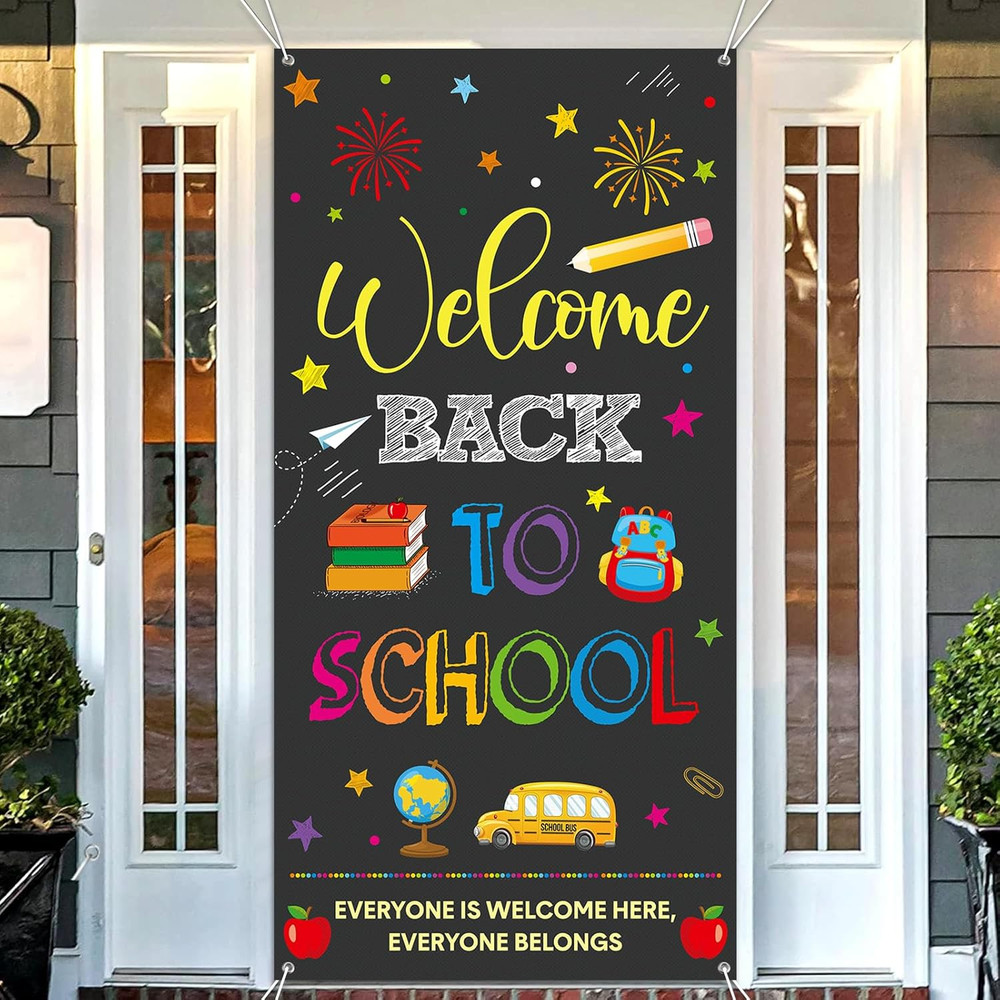 Back To School Banner Welcome Back To School Door Cover Backdrop Polyester Hangi