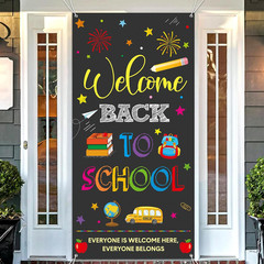 Back To School Banner Welcome Back To School Door Cover Backdrop Polyester Hangi