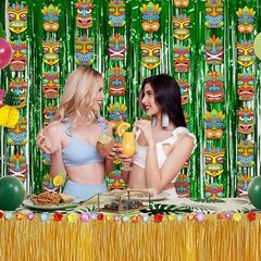8 Pieces Party Decorations Tiki Hanging Banner Aloha Luau Garlands Hawaiian