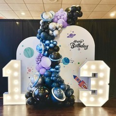 60pcs 12inch Space Balloons, Black Metallic Blue Purple Silver Balloons for B…