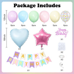 Pastel Rainbow Birthday Decorations,Macaron Pink Blue Purple Green Yellow Colorf