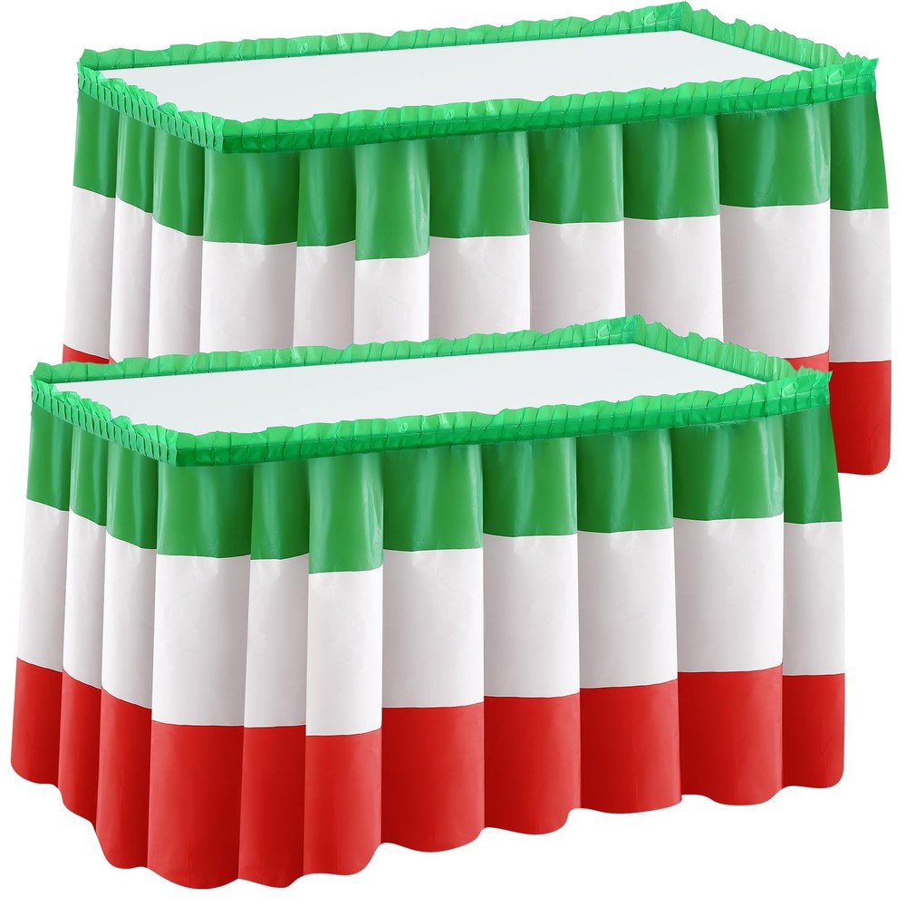 2 Pack Italian Table Skirt Red Green White Table Skirting Mexico Themed Party…